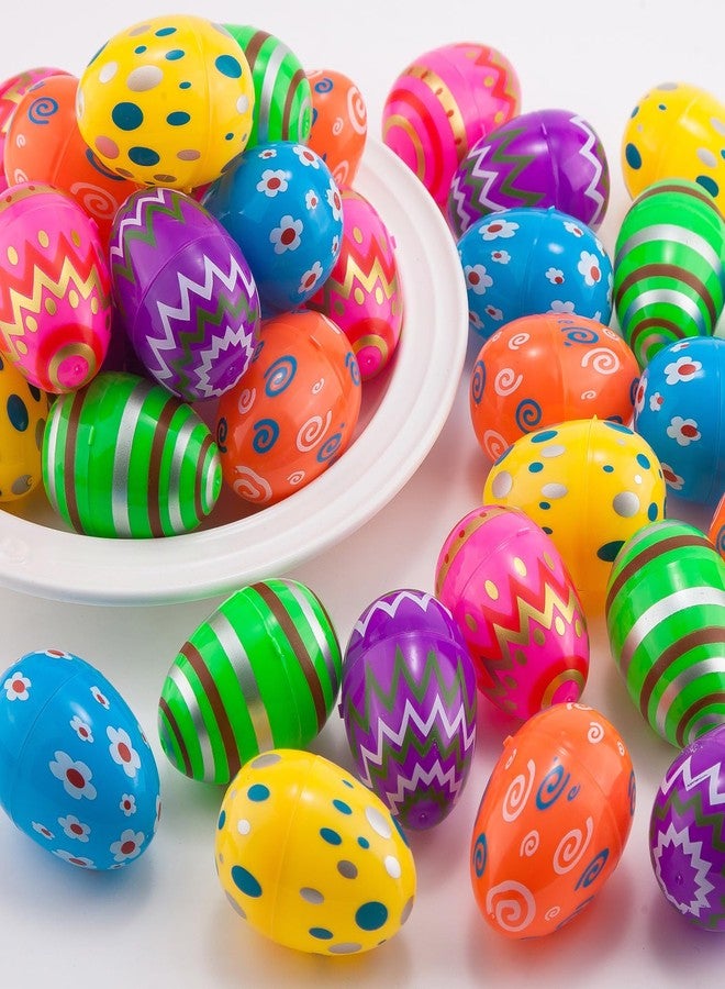 JIALWEN Plastic Easter Eggs 36PCS Printed Fillable Eggs Bright Colorful for Easter Theme Party Easter Basket Stuffers Fillers Surprise Eggs Easter Hunt Favors - Image 3